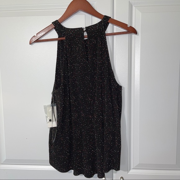 1.State Dot Print Pleated Halter Tank - Picture 3 of 4